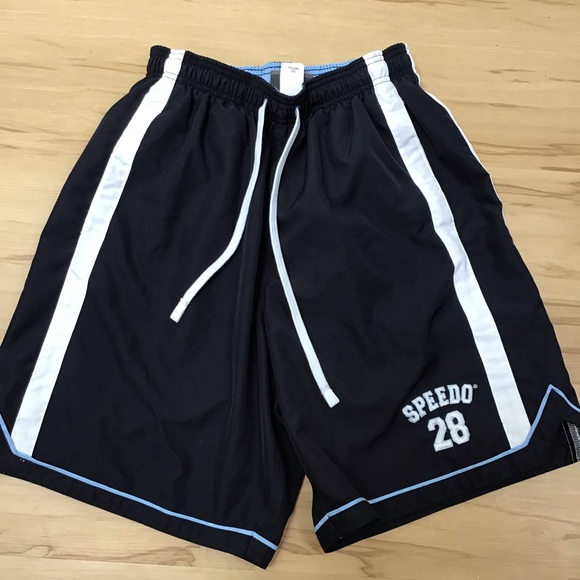 Speedo Navy White Stripe 28 Swim Trunks - Picture 2 of 7